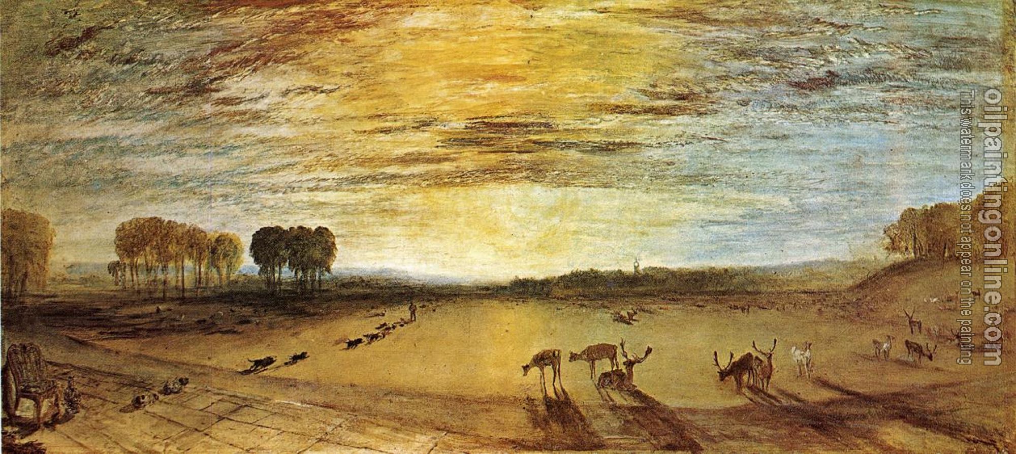 Turner, Joseph Mallord William - Petworth Park,Tillington Church in the Distance